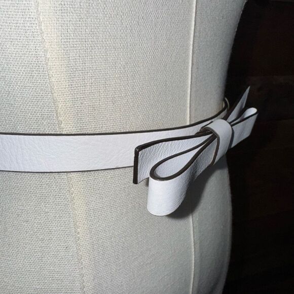 Kate Spade White Leather Bow Belt Minimalist Chic sz S main image 9